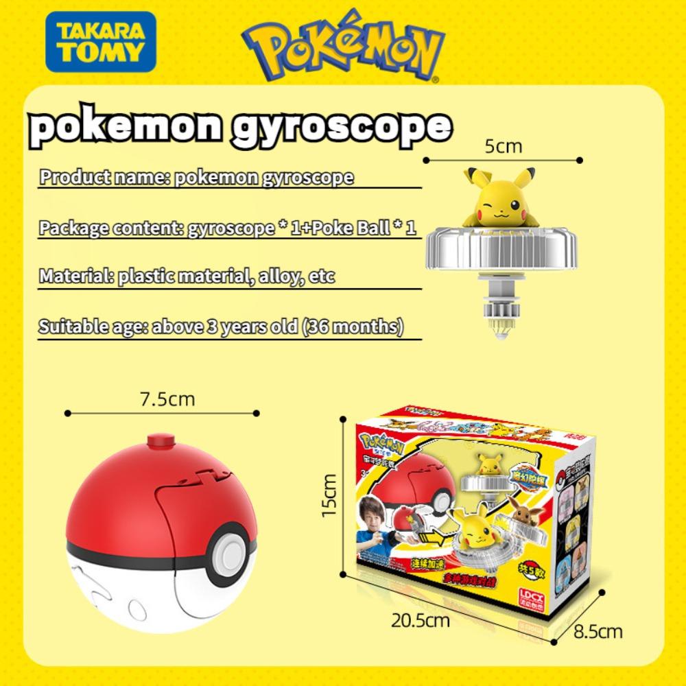 QUINTON Pokemon Rotary Gyro Hadiah Liburan Kartun Berputar Permainan Battle Game Interaktif Metal Gyro Toys Rotating Gyro Toy Pokemon Action Figure