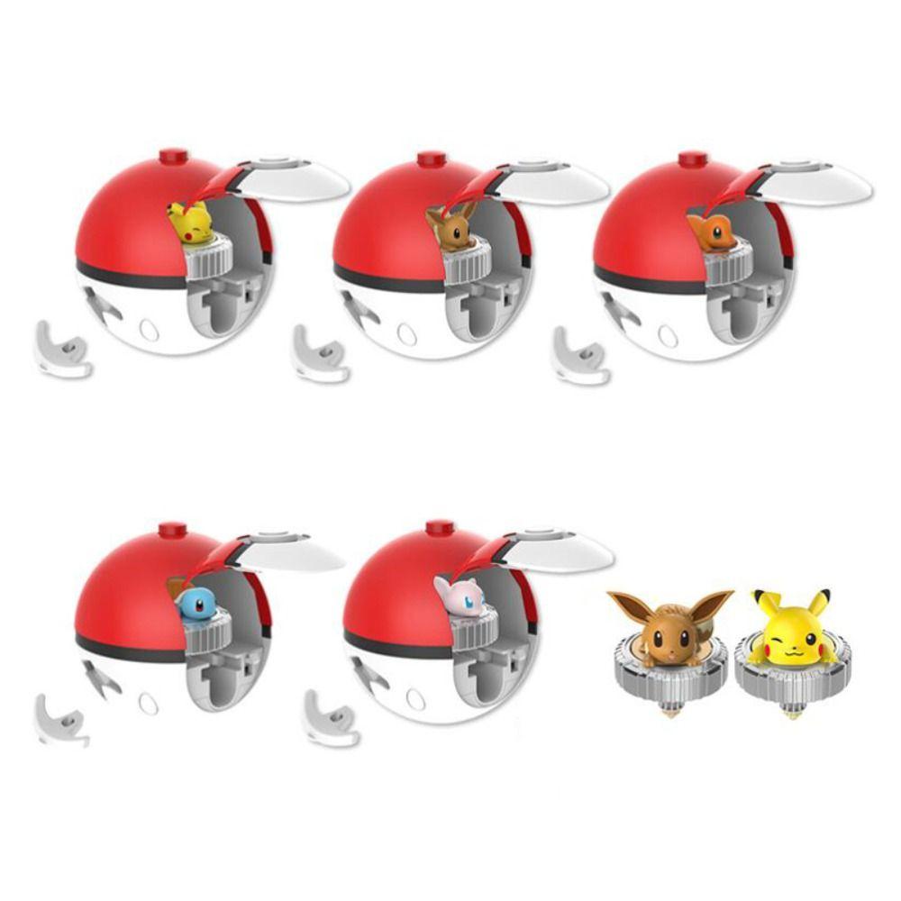 QUINTON Pokemon Rotary Gyro Hadiah Liburan Kartun Berputar Permainan Battle Game Interaktif Metal Gyro Toys Rotating Gyro Toy Pokemon Action Figure