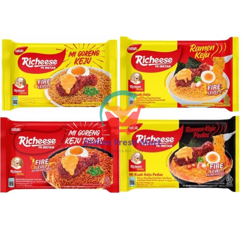 

Richeese Mi Goreng kuah ramen Keju Fire Level 0 dan 3 pedas - Online Fresh Mart Denpasar