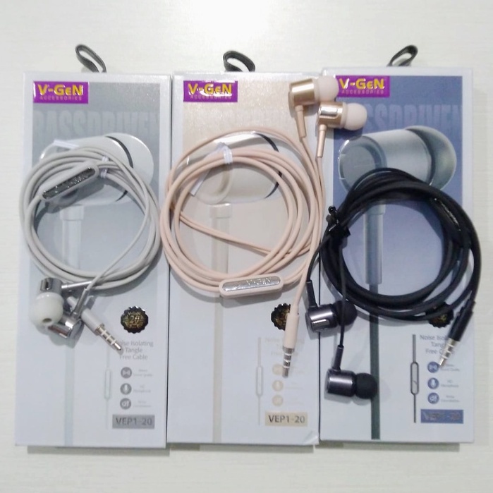(Original&Bergaransi) Headset V-Gen VEP1-20 Extra Bass  / Handsfree V-gen VEP1-20 / Earphone Vgen VE