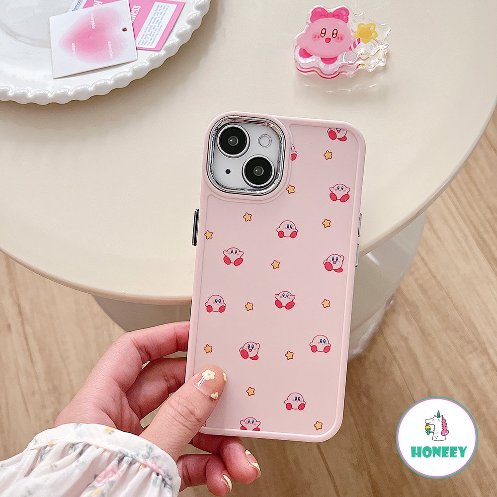 IPHONE Casing Belakang Ponsel Kirby Fashion Kartun Untuk Iphone14 13 11 12 Pro Max 11 promax Xr Xs 7 8Plus Pink Full Layar Bintang Anti-Shock Phone Cover