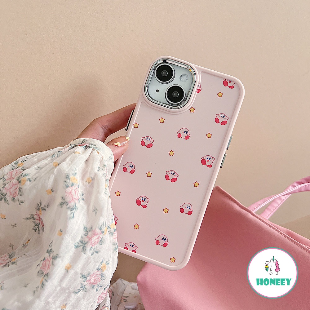 IPHONE Casing Belakang Ponsel Kirby Fashion Kartun Untuk Iphone14 13 11 12 Pro Max 11 promax Xr Xs 7 8Plus Pink Full Layar Bintang Anti-Shock Phone Cover