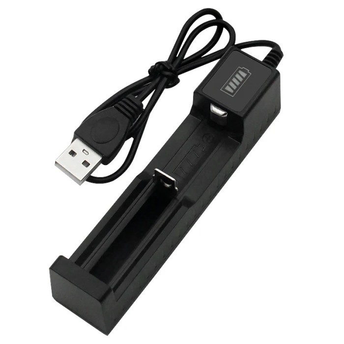 Charger 1 slot USB Universal alat Cas batere 18650 1slot multifungsi