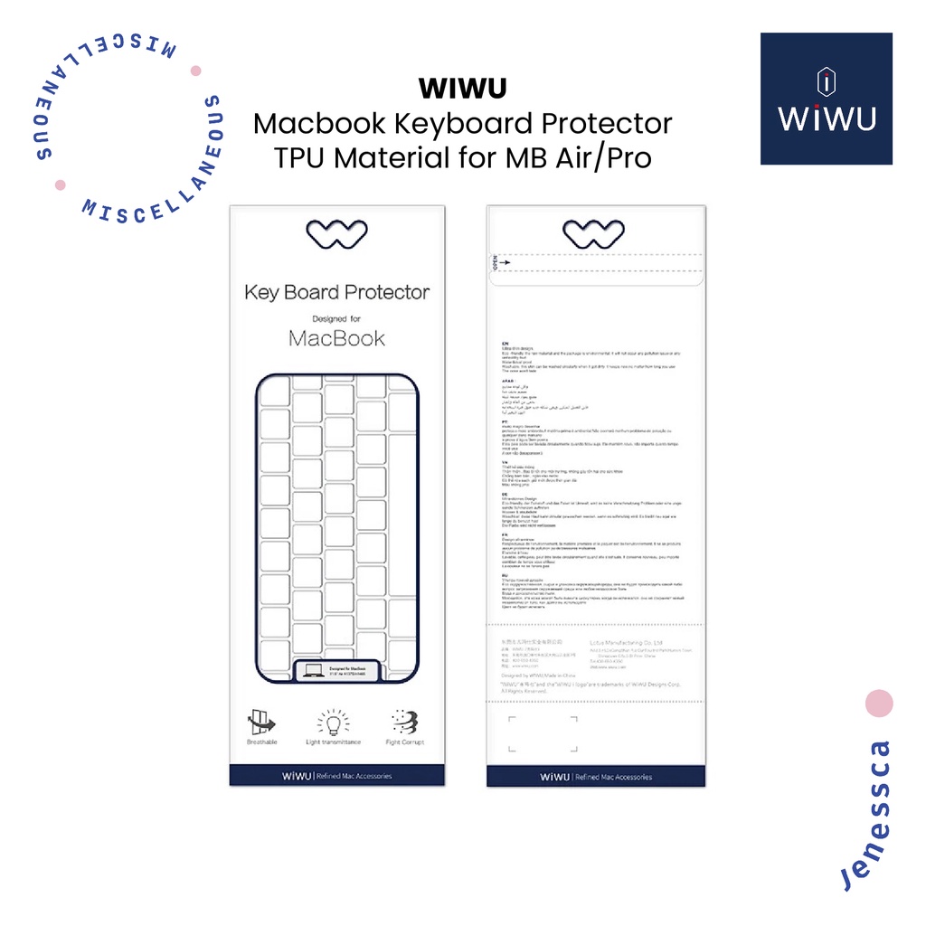 Macbook Keyboard Protector Cover WIWU Ultra Thin Pro/Air 13/14/16&quot;