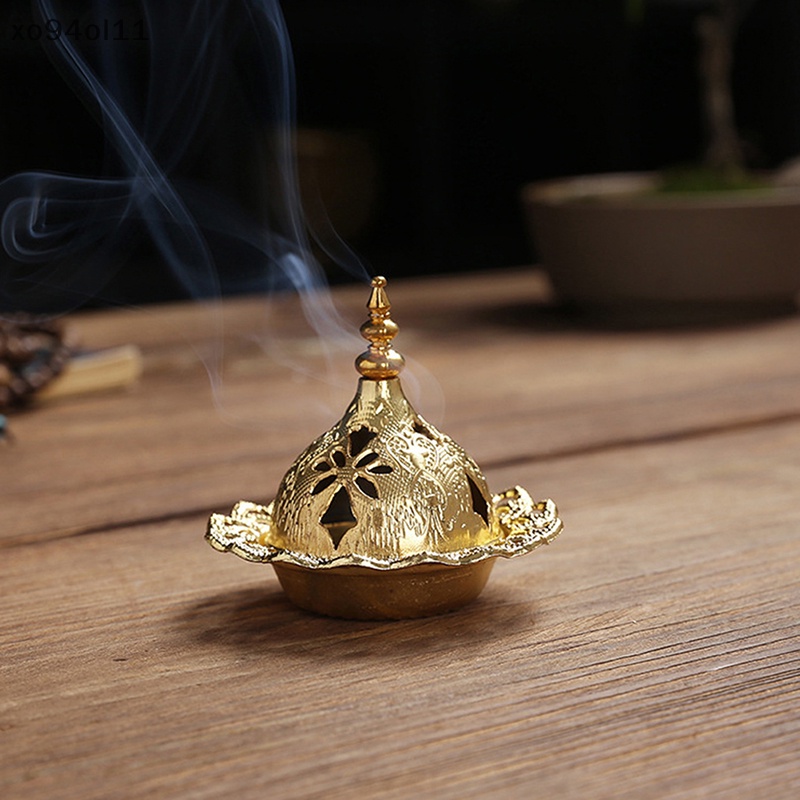 Xo 1Pc Tempat Pembakar Dupa Logam Hollow Golden Tower Oil Burner Gaya Arab Tempat Pedupaan OL