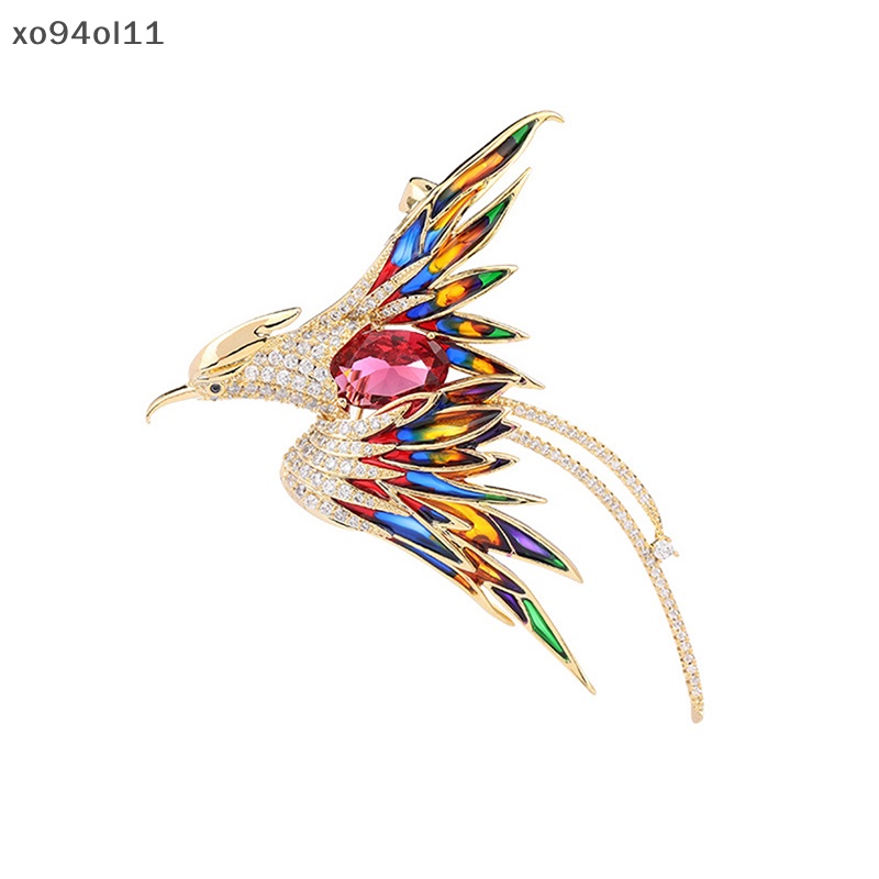 Xo Kristal Enamel Phoenix Burung Bros Hewan Pin Untuk Wanita Pria Brooch Pin Hadiah OL