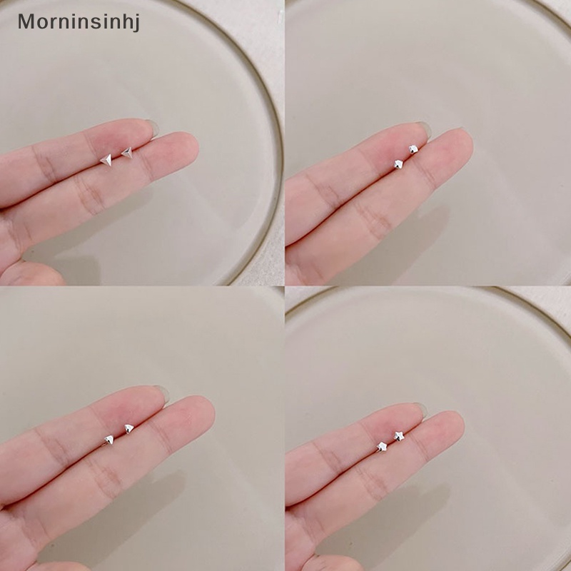 Mornin Anting Tusuk Simple Mini Untuk Wanita Hati Bintang Bulan Stud Earring Perhiasan Pesta id