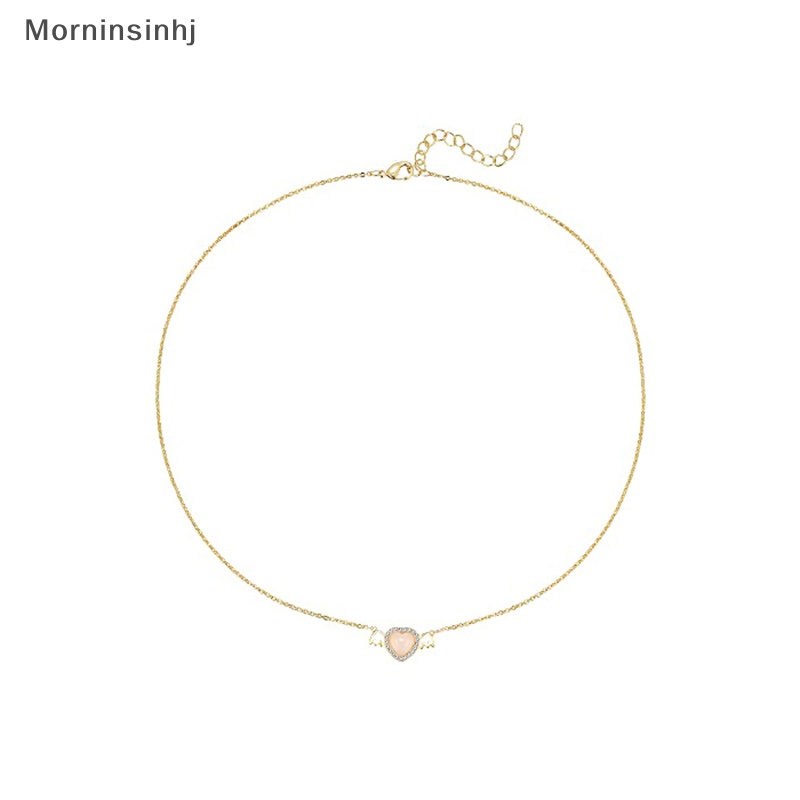 Mornin Korea Fashion Kalung Untuk Wanita Berbentuk Hati Zirkon Kalung Liontin Temperamen Rantai Klavikula Hadiah Perhiasan Pesta Ulang Tahun id