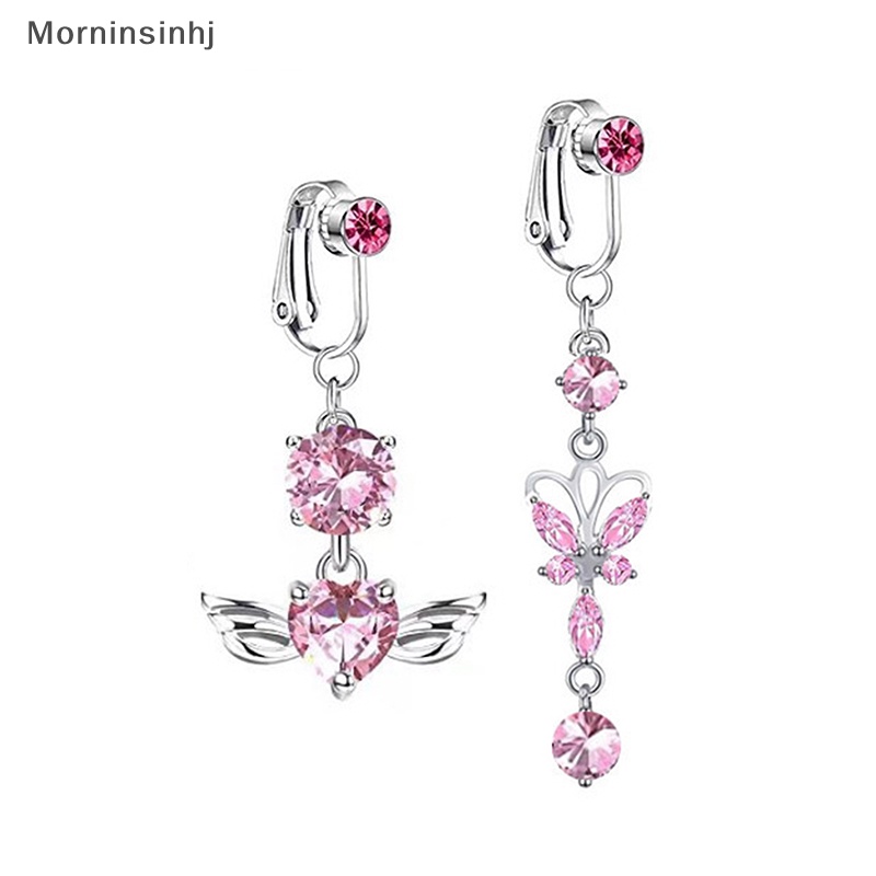 Mornin Baru Faux Belly Butterfly Fake Belly Heart Zircon Clip On Pusar Pusar Pusar Tulang Rawan Palsu Anting Klip Palsu id