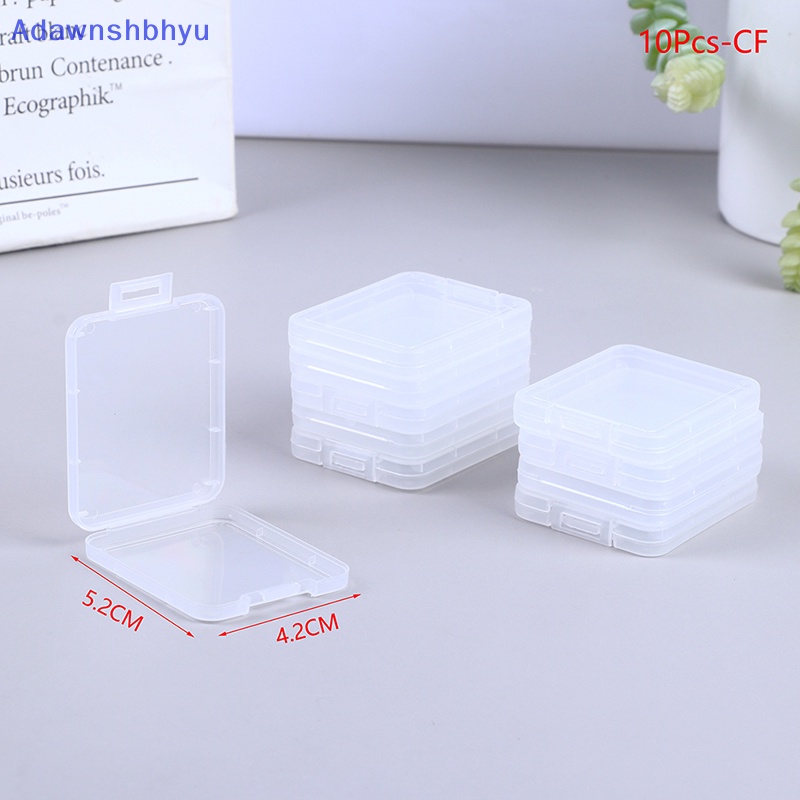 Adhyu 10Pcs Transparan SD TF CF Memory Card Storage Box Holder Kotak Pelindung Case ID