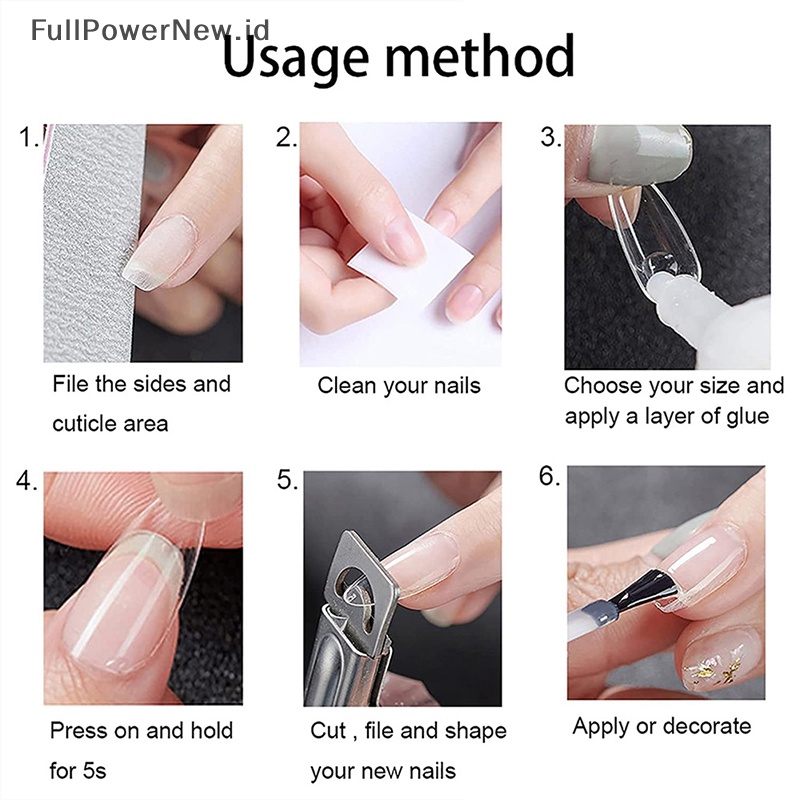 Power 240Pcs Tips Kuku Palsu Cetakan Tips Extension Bangunan Bening Nail Art Balet Almond ID