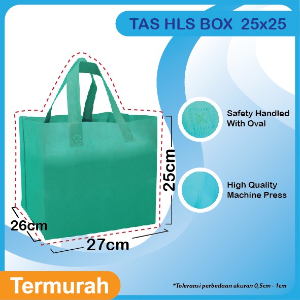 

Promo Terlaris (25x25) HLS Dus Box Goodie Bag Tas Kain Spunbond/Kue/Hampers/Promosi - Hijau Tosca