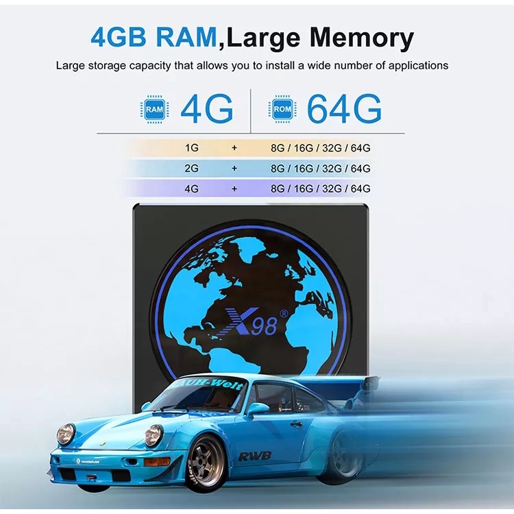 AKN88 - X98 MINI - Android OS Smart TV Box 4K UHD - RAM 4GB ROM 64GB