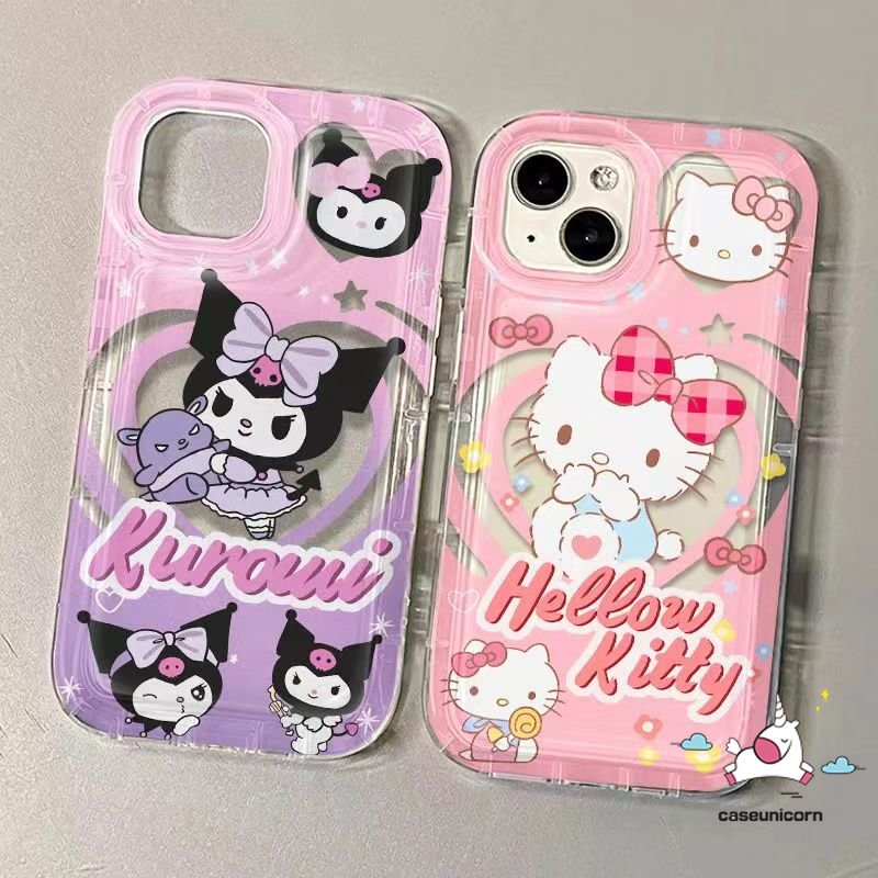 Untuk Realme C55 C15 C53 C11 C35 5i 9i 5s 6i 7i 5 C25 C20 C25s C30S C33 C21Y C25Y C30 C12 C17 C3 C1 C2 Kartun Doodle Hello Kitty Love Heart Lovely Kuromi Shockproof Airbag Soft Case