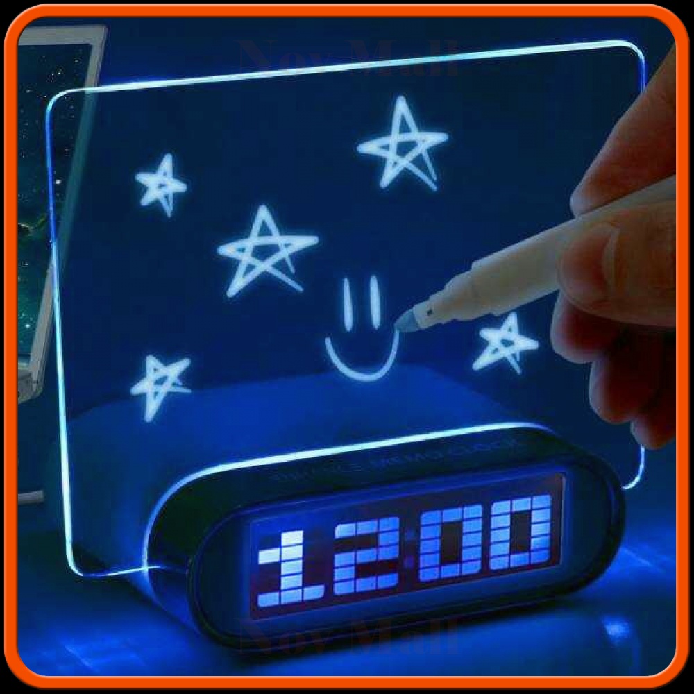 Jam LCD Display Alarm Clock with Memo Board - 003
