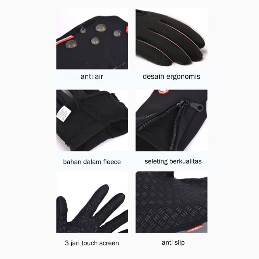 (COD) B-FOREST Sarung Tangan Motor Sepeda Touch Screen Waterproof Gloves Bforest HKXY