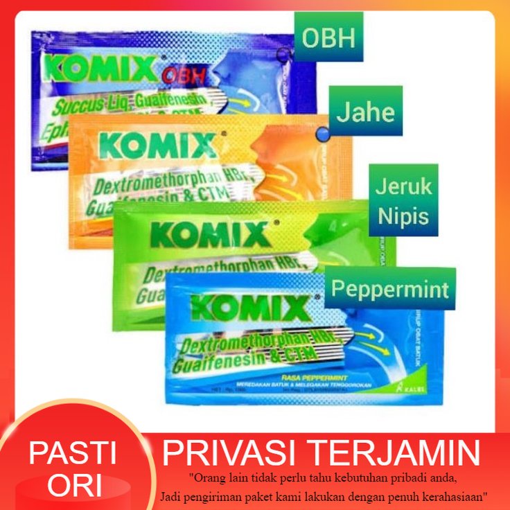 KOMIX SACHET /  Komix sirup obat batuk / Komix Jahe /JerukNipis / PEPPERMINT / obh / komik sachet / 