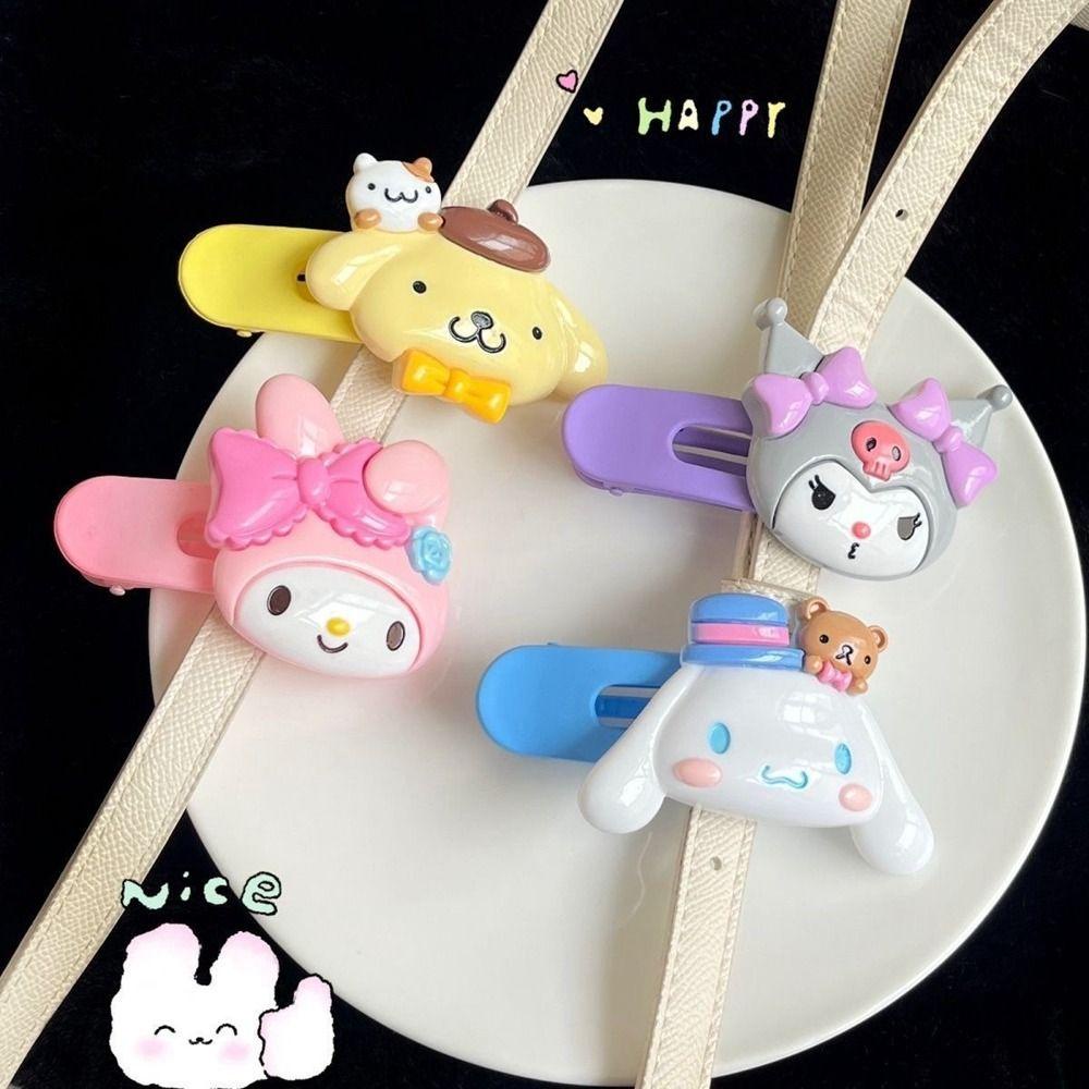 Needway Jepit Rambut Kreatif Retro Simple Kuromi Kartun Plastik Pochacco Purin Bentuk Geometri Duckbill Clip Untuk Wanita