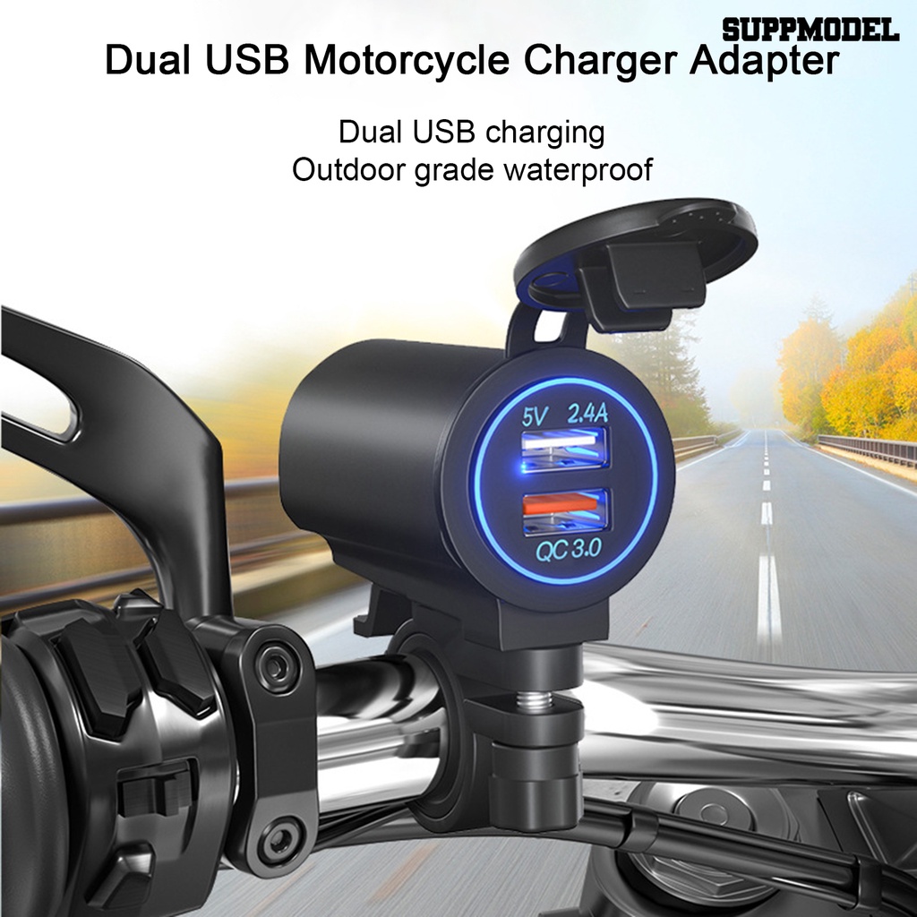 [SM]1 Set Charger Motor Tahan Air Pengisian Cepat Yang Dipasang Di Kendaraan Power Supply QC 3.0 Dual USB Adaptor Charger Motor Aksesoris Moto