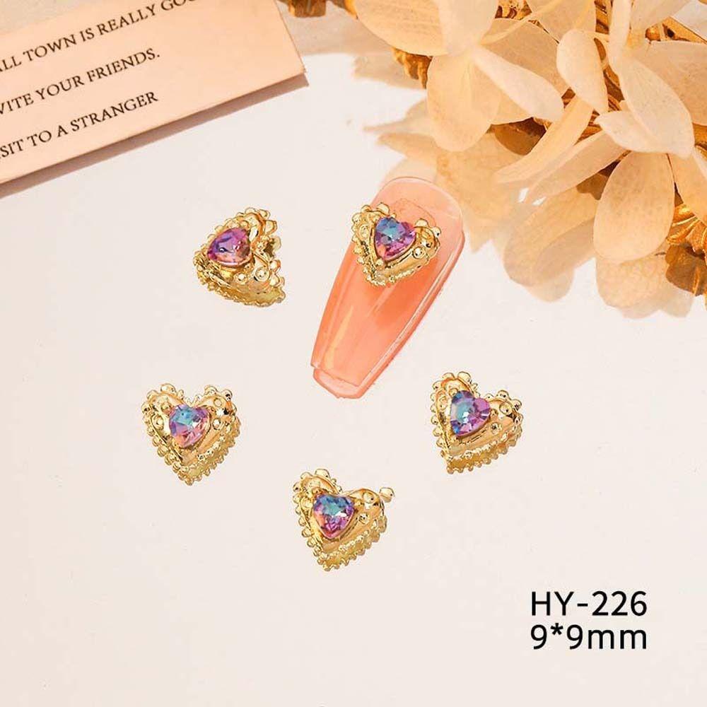 AUGUSTINA Agustina Dekorasi Kuku 3D Nail Art Drills Jepang Cinta Hati Peach Heart Heart Diamonds Nail Jewelry Untuk Wanita