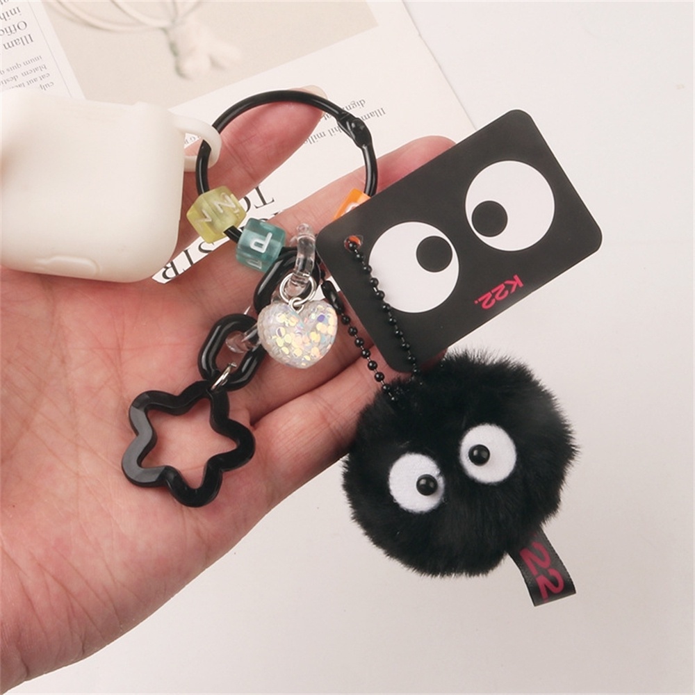 Kartun Bola Mewah Gantungan Kunci Lucu Berbulu Boneka Bintang Hati Liontin Keyrings Untuk Wanita Pompom Mobil Keyholder Earphone Case Ornamen