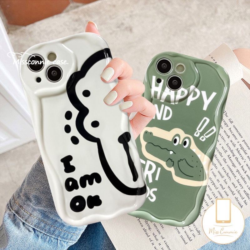 Case Pasangan Tepi Melengkung Bergelombang 3D Untuk Realme C35 C55 C21Y C53 C15 C11 C25Y 5i 9i 7i 5 6i 5s C12 C3 C3 C21 C17 C20 C31 C25s C25 C30 C20A C3 Kartun Lucu Crocodile Dinosaurus Soft Cover