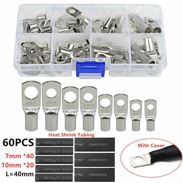 140PCS Tembaga Lug Cincin Kawat Konektor Telanjang Kabel Listrik Crimp Terminal SC6-25