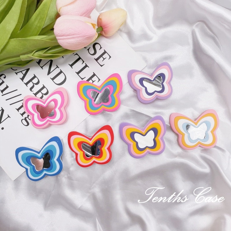 Butterfly Mirror Holder Teleskopik Desktop Lazy Ring Buckle Airbag Bracket INS Simple Phone Holder Untuk iPhone Android Phone Case