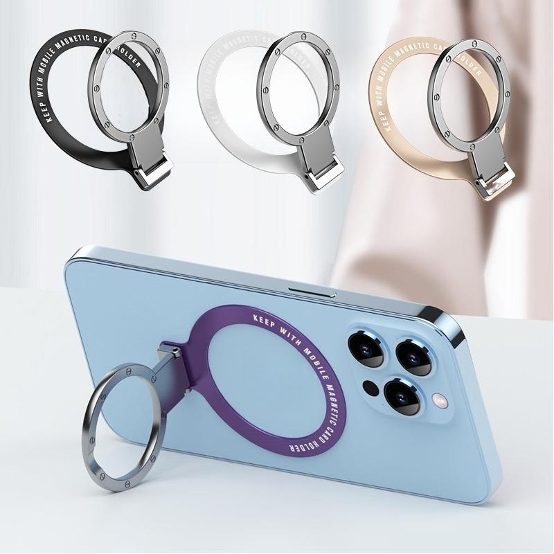 Kuat Lengket Praktis Kreatif360° Rotasi Magnetic Cell Phone Finger Ring Holder Universal Lipat Logam Tipis Dudukan Handphone Mobil