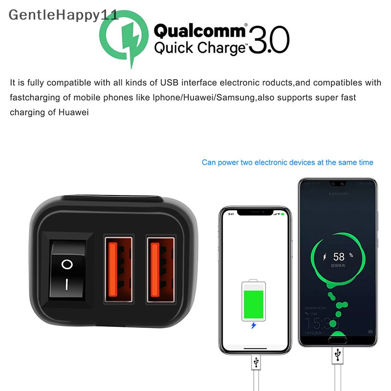 Gentlehappy Dual QC 3.0 USB Aksesoris Motor Motor USB Digital Voltmeter Adapter id