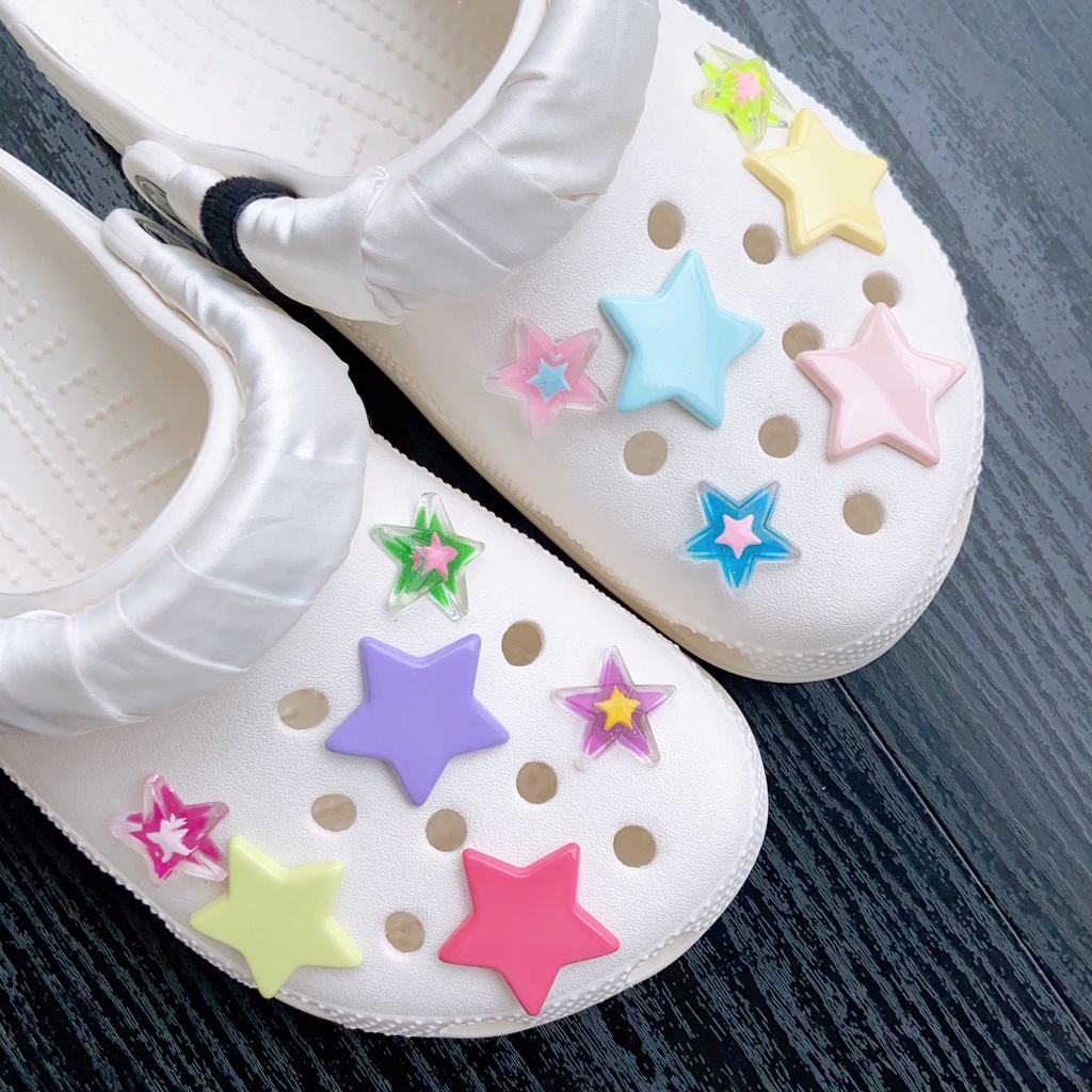 12pcs Macaron Cream Bintang Croc Jibz Charm Kancing Aksesoris Sepatu Fashion# Seri Bintang