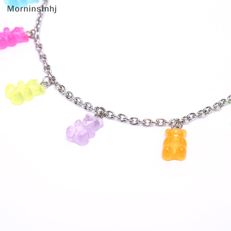 Mornin Baja Titanium Handmade Warna Permen Kartun Beruang Pesona Kalung Wanita Perhiasan id