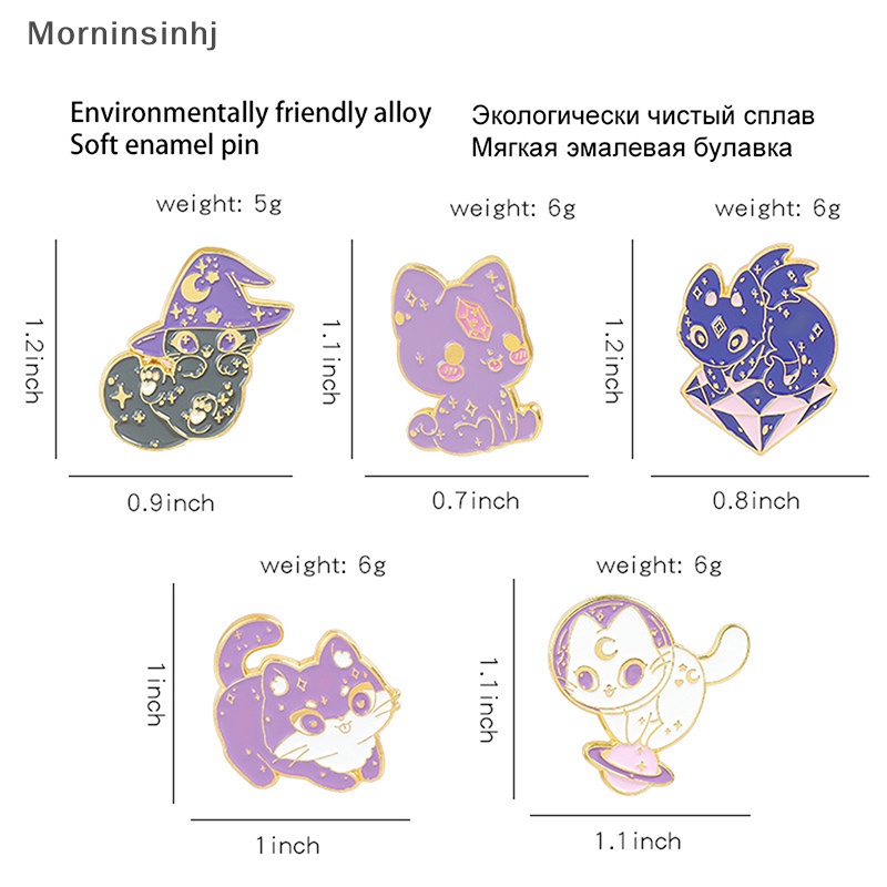 Mornin Bulan Langit Berbintang Kucing Enamel Pin Ungu Topi Penyihir Penyihir Antariksa Kucing Kitten Bros id