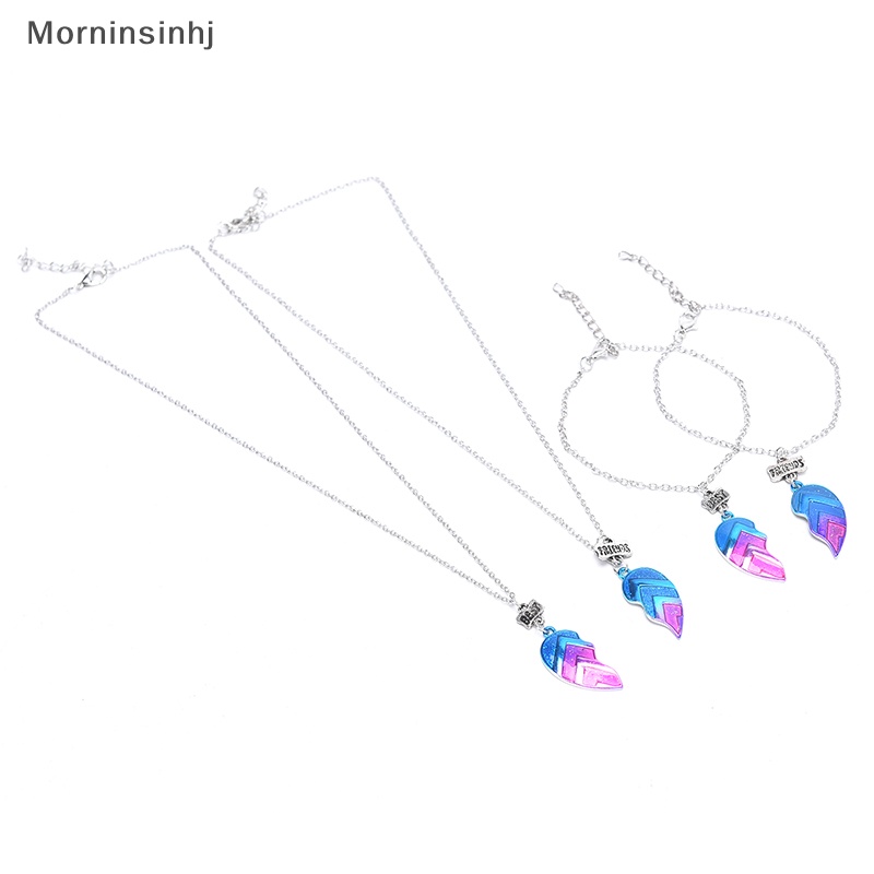 Mornin 2Pc BFF Couple Kalung Liontin Hati Sahabat Surat Kalung Unisex Jewelry id