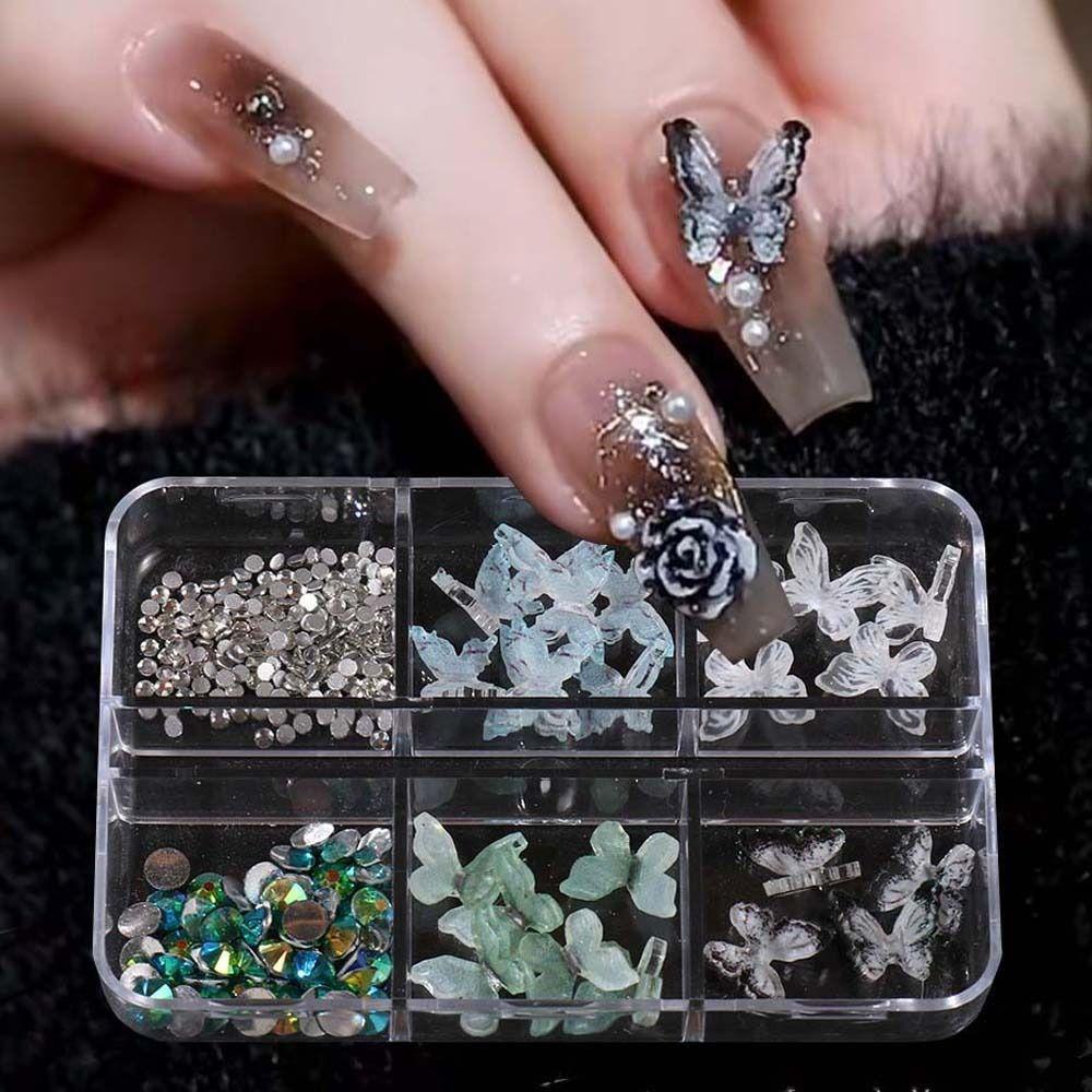 Mxbeauty Hiasan Kuku Gradual Hijau Jepang Halo Dyed Ink Gaya Manicure Nail Ornament Aksesoris Kuku Perhiasan Untuk Wanita