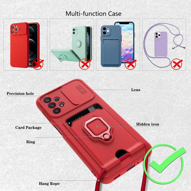 Case Tempat Cincin Magnetik Untuk Samsung Galaxy A31 A32 A33 A34 A50 A30S A50S A51 Slide Perlindungan Lensa Slot Kartu Penutup Belakang