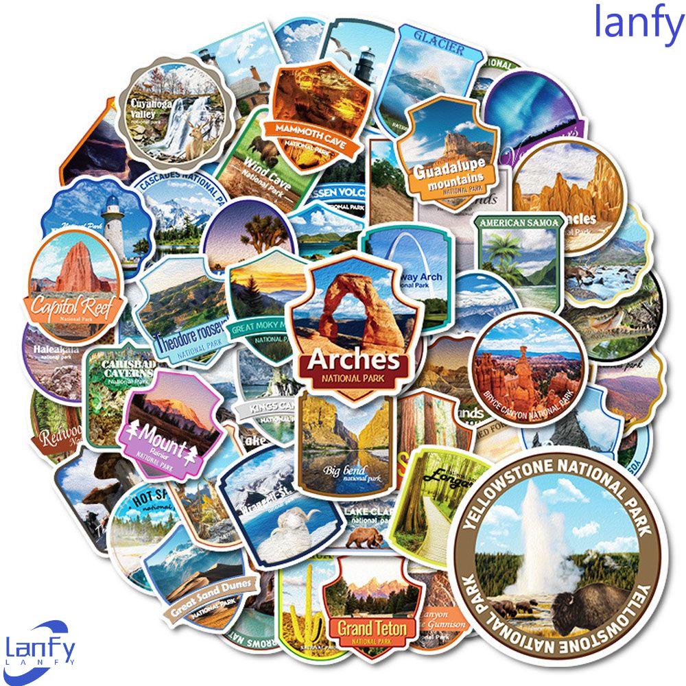 LANFY National Park Stiker Mini Dekorasi Laptop Motor DIY Luggage Diary Decals