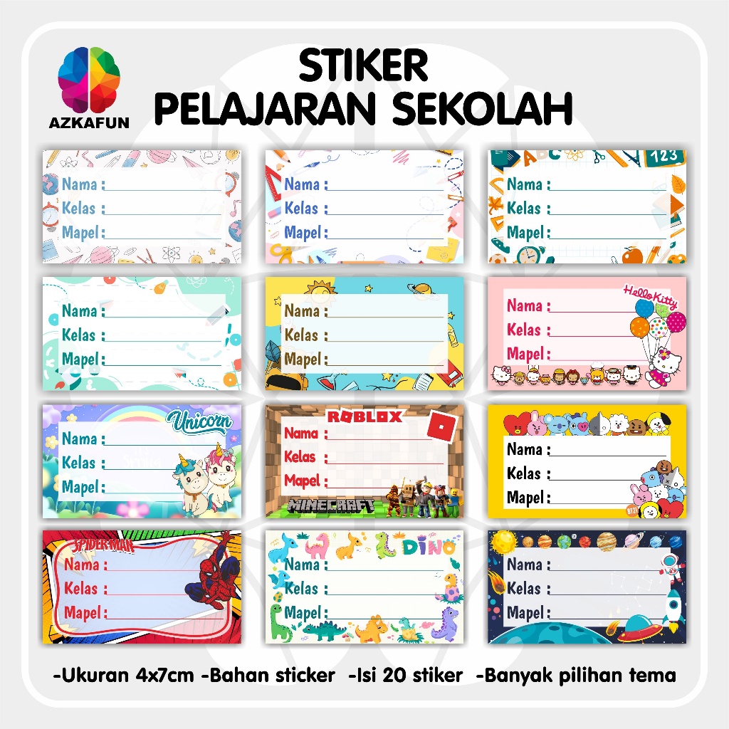 

Isi 20 Stiker Mapel - Label Buku Pelajaran Sekolah - Stiker mata pelajaran