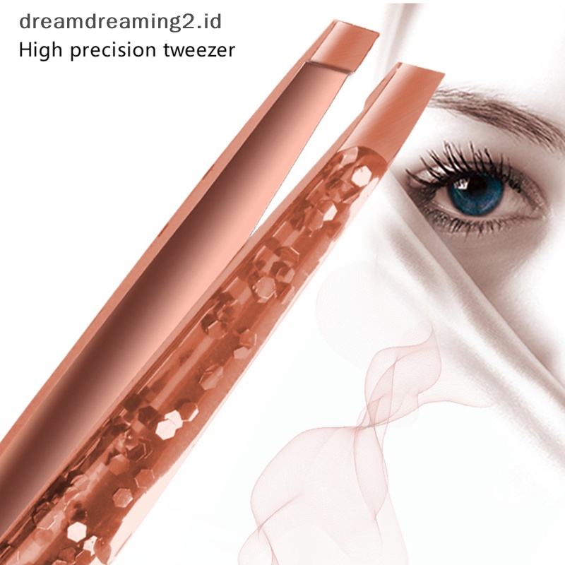 (drea) 1pc Pinset Alis Kecantikan Rambut Miring Stainless Steel Ujung Slant Klip Makeup //