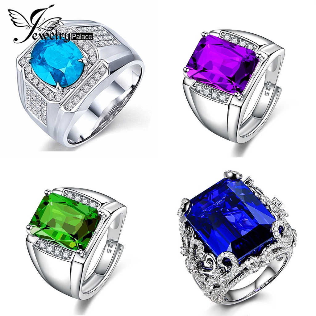 Jewelrypalace Cincin Perhiasan Sapphire Simple Emerald Perak925 Original Pria M087