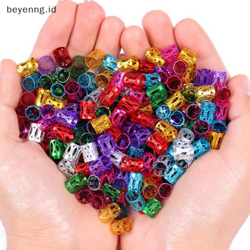 Beyen 100pcs Manik-Manik Adjustable Kepang Rambut Gimbal Beads Braid Rings Manset Klip Tabung ID