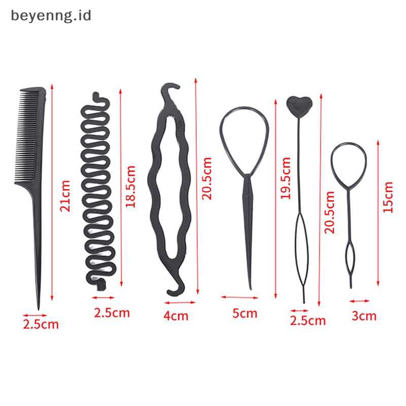 Beyen 6pcs /set Alat Mengepang Gaya Rambut Tarik Tembus Rambut Disk Sisir Rambut ID