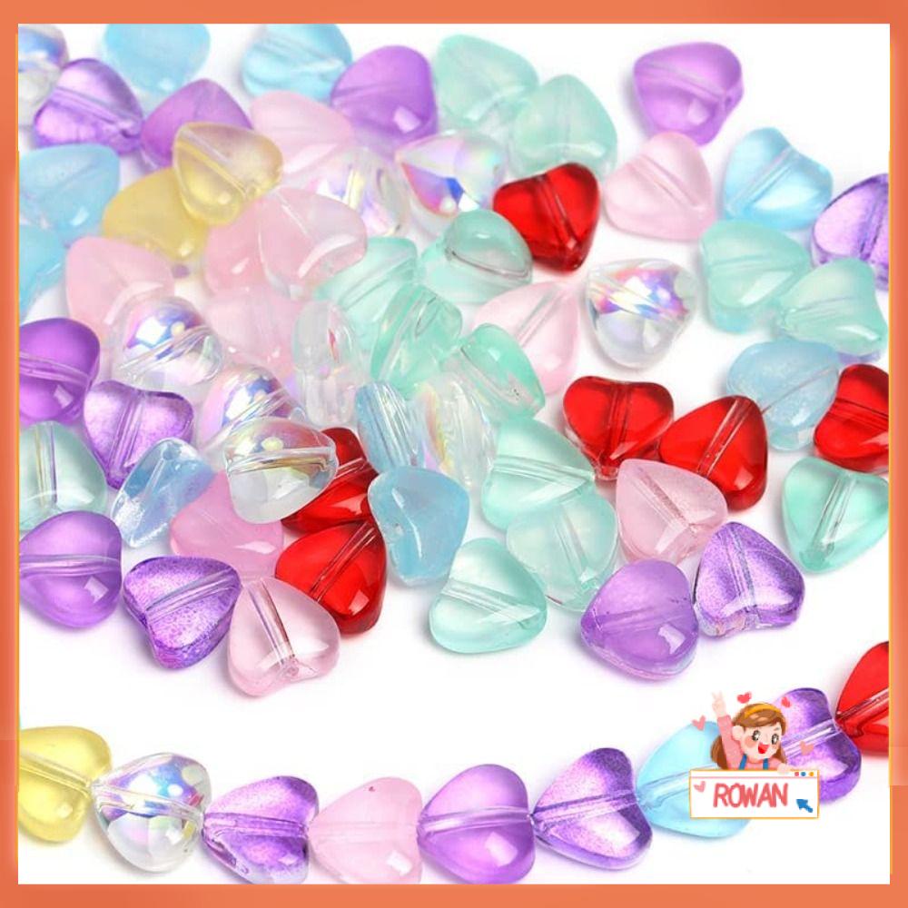 R-FLOWER 200pcs 8mm Manik-Manik Hati Kaca Campuran Gelang Membuat Perhiasan Manik-Manik Longgar