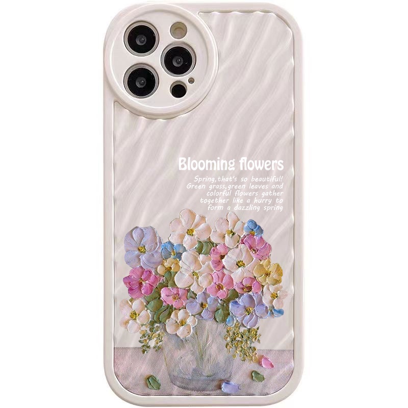 IPHONE Casing Ponsel Riak Air Bunga Mekar Kompatibel Untuk Iphone11 13 12 14 Pro Max14 Plus XR X XS MAX 7Plus 8Plus 7 8 SE 2020 2022 Sarung Tahan Guncangan