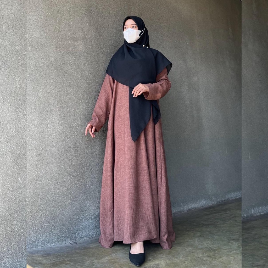 Abaya Alika | Linen Crinkle | Gamis Basic | Griya Musafa