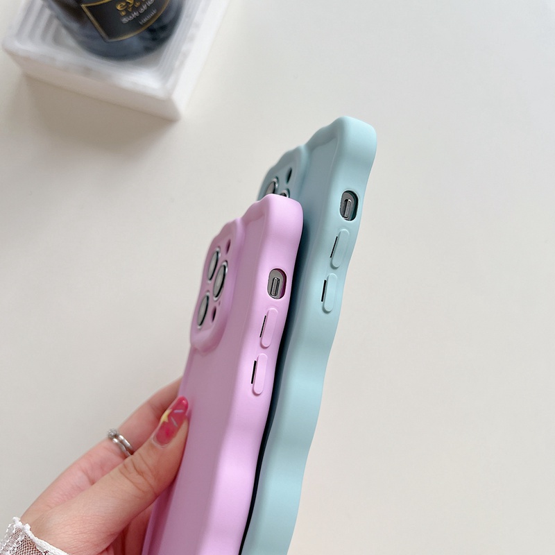 【Macaron Wave】Pretty Skin Feel SoftCase IPhone 7 8 Plus X Xr XS Max IPhone 11 12 13 14 Pro Max Women's Fashion Camera Protect Phone Case