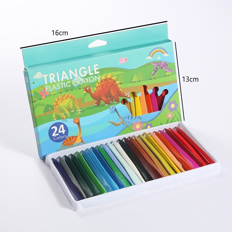 24 Warna Krayon Plastik Segitiga Triangle Plastic Crayon GM-ST0355