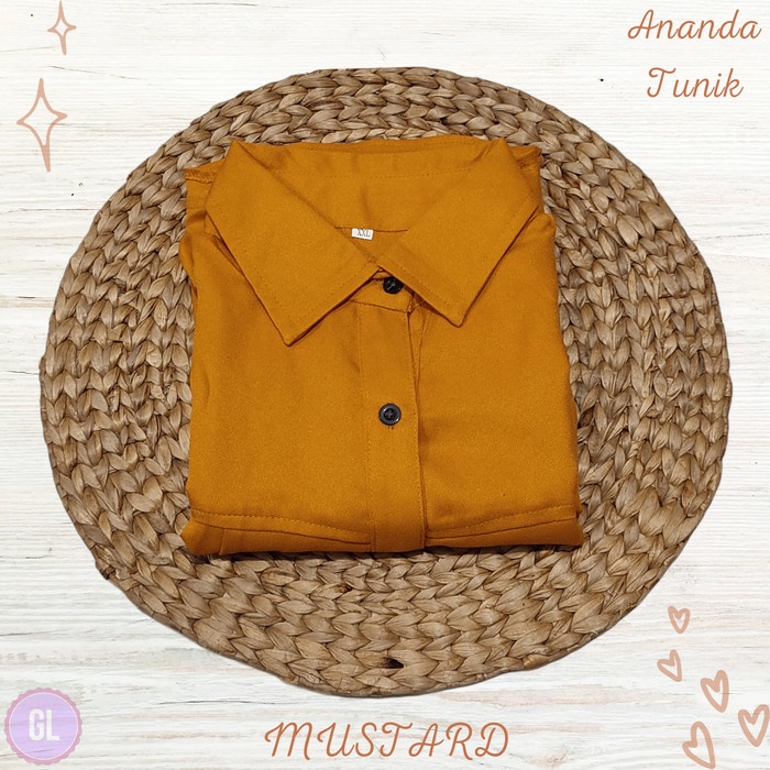 New Sale ANANDA tunic/baju atasan tunik/baju tunik terbaru/baju muslim wanita - L, MUSTARD