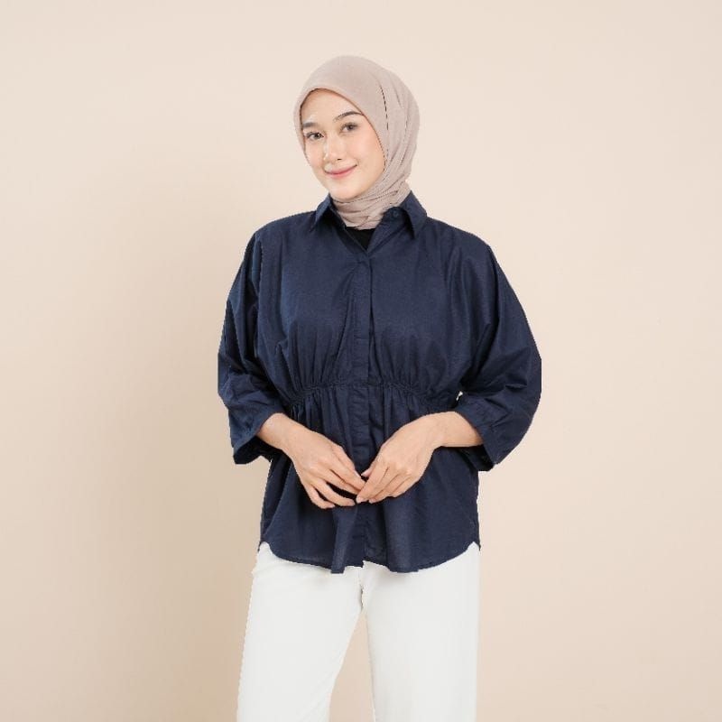 ZASKIYA- Kemeja Blouse Wanita Aliya / Kemeja Wanita Kerut Depan Aliya Shirt