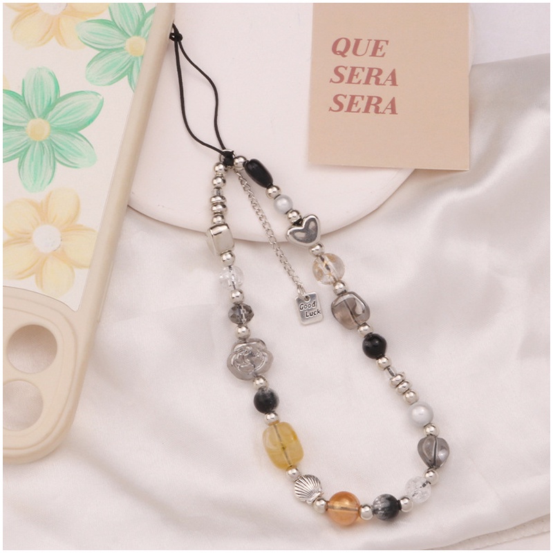 3d Transparan Hitam Kristal Rose Love Heart Phone Strap Handmade Rantai Manik-Manik Untuk iPhone Untuk Samsung Untuk OPPO Untuk VIVO Untuk Huawei Untuk Redmi Untuk Xiaomi Cover DIY Gelang